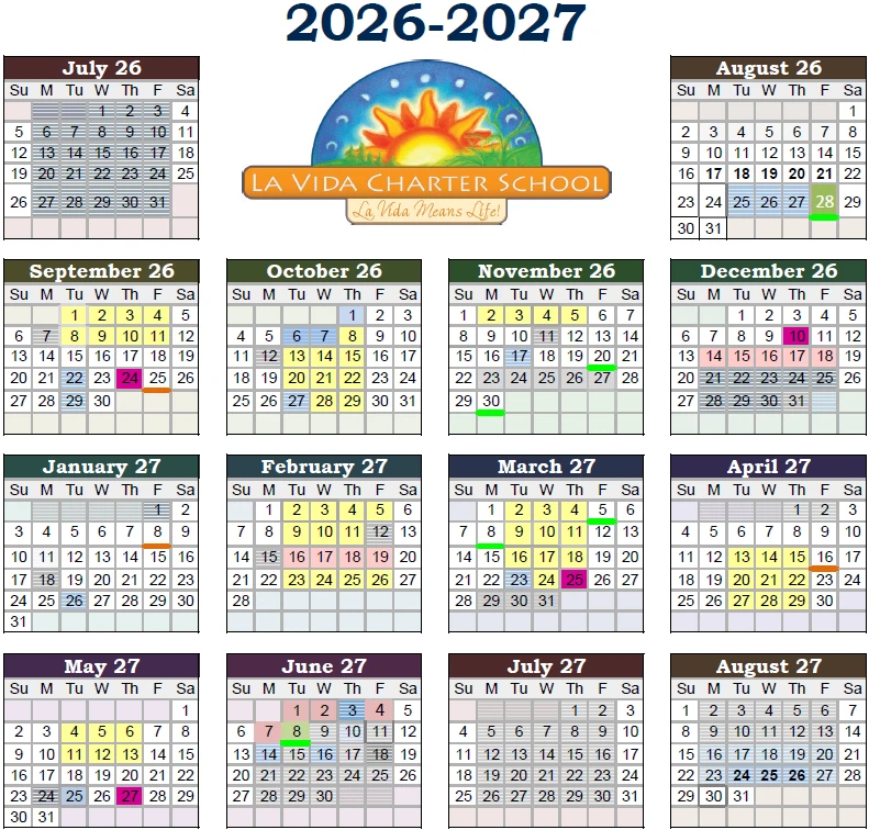 La Vida School Calendar
